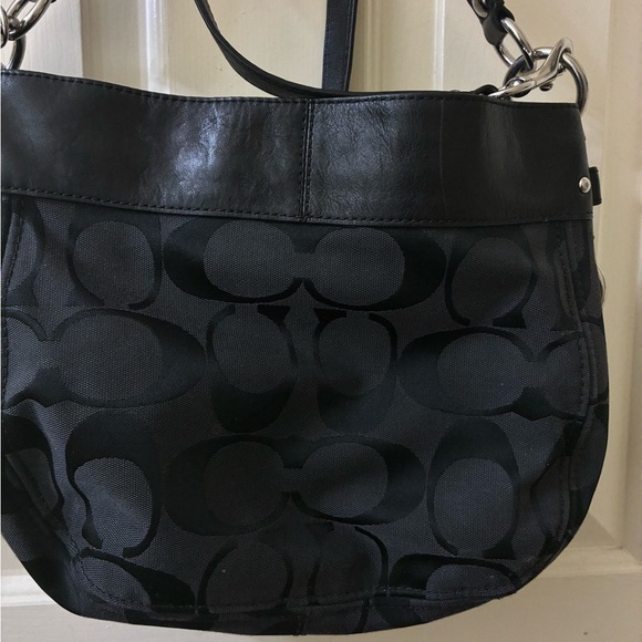 COACH ZOE SIGNATURE CONVERTIBLE HOBO BAG BLACK - Picture 13 of 13